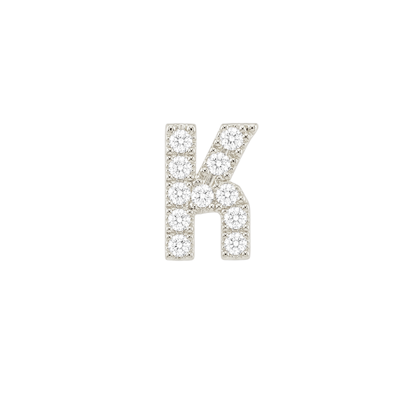Small Initial Charm with Natural Diamonds Finding in 14K Gold