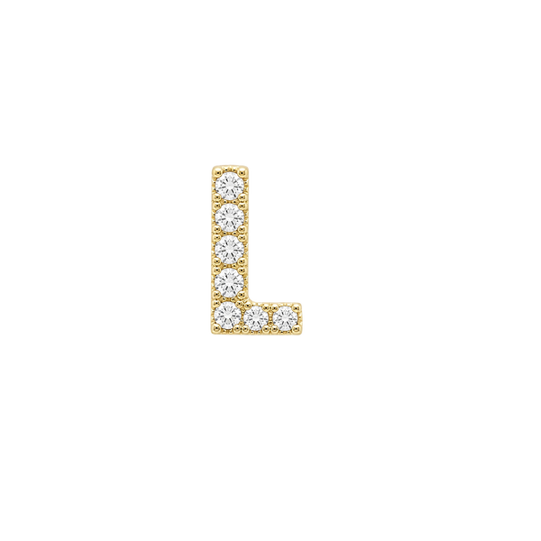 Small Initial Charm with Natural Diamonds Finding in 14K Gold