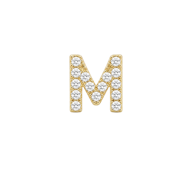 Small Initial Charm with Natural Diamonds Finding in 14K Gold