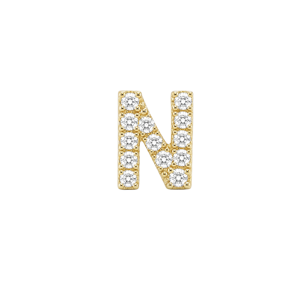 Small Initial Charm with Natural Diamonds Finding in 14K Gold
