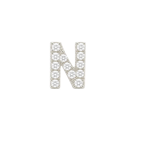 Small Initial Charm with Natural Diamonds Finding in 14K Gold