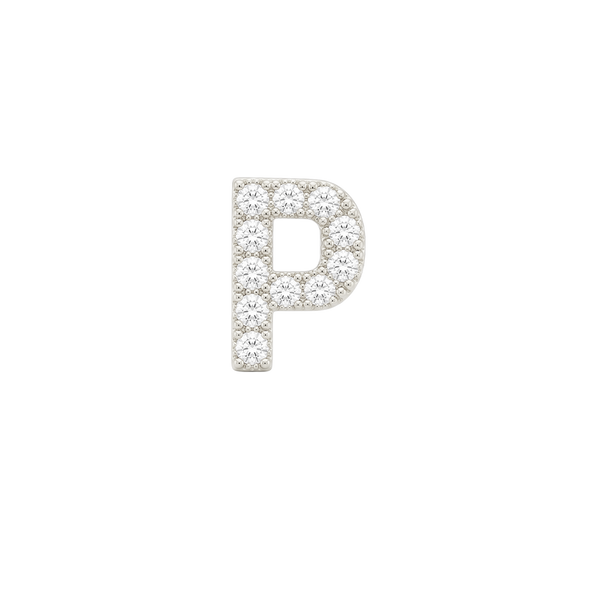 Small Initial Charm with Natural Diamonds Finding in 14K Gold