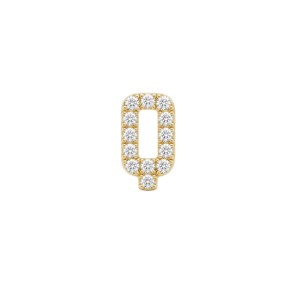 Small Initial Charm with Natural Diamonds Finding in 14K Gold