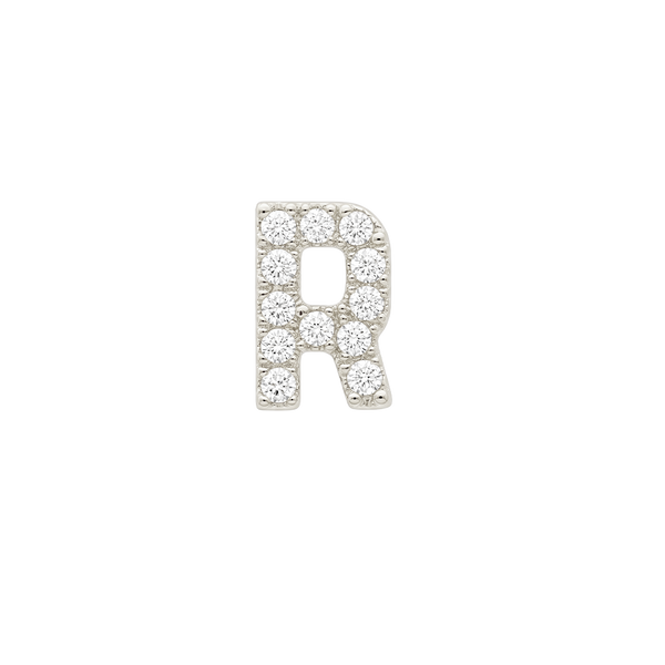 Small Initial Charm with Natural Diamonds Finding in 14K Gold