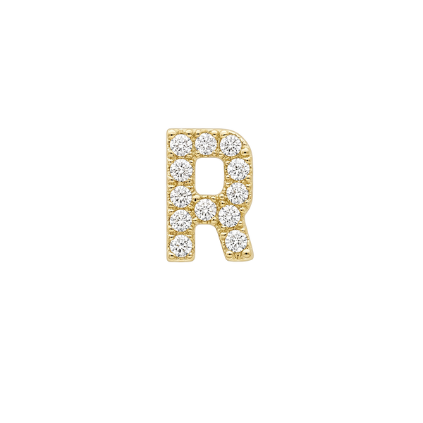 Small Initial Charm with Natural Diamonds Finding in 14K Gold