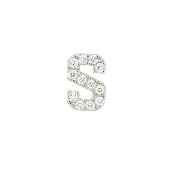 Small Initial Charm with Natural Diamonds Finding in 14K Gold