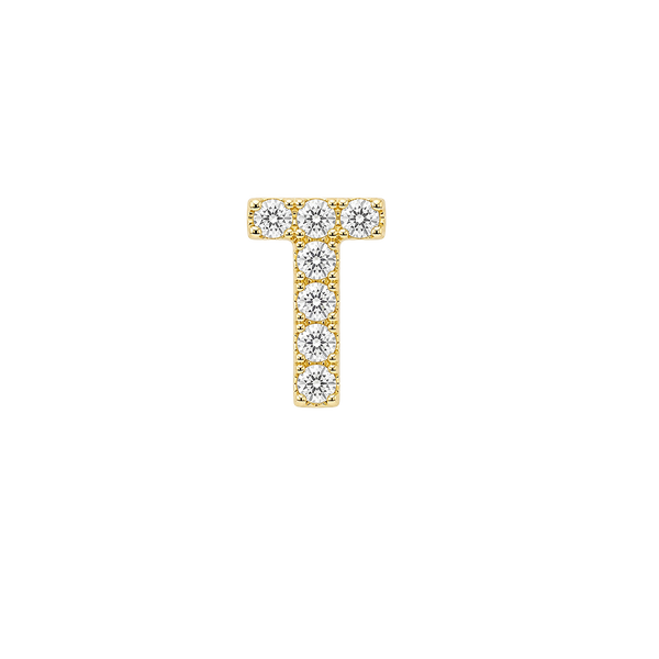 Small Initial Charm with Lab Grown Diamonds Finding in 14K Gold