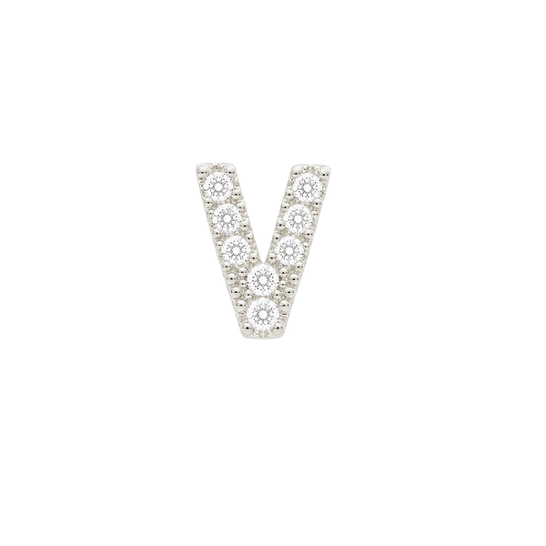 Small Initial Charm with Natural Diamonds Finding in 14K Gold