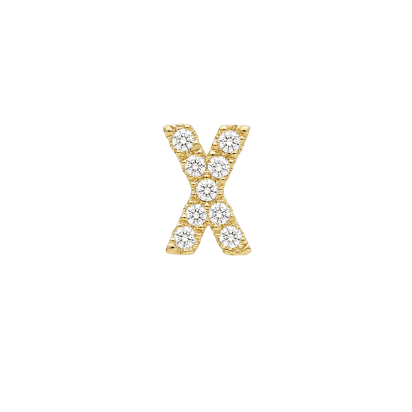 Small Initial Charm with Natural Diamonds Finding in 14K Gold