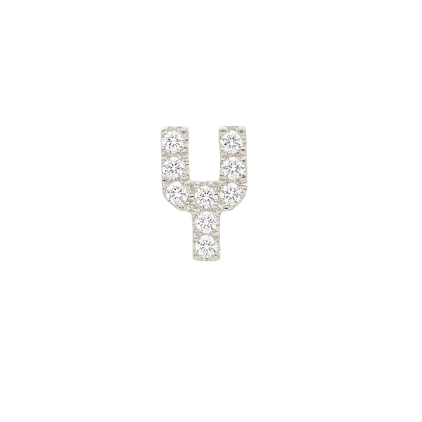 Small Initial Charm with Natural Diamonds Finding in 14K Gold