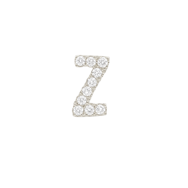 Small Initial Charm with Natural Diamonds Finding in 14K Gold