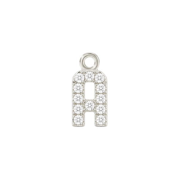 Small Initial Charm with Natural Diamonds with 1 Jump Ring (.005 ct)