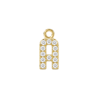 Small Initial Charm with Natural Diamonds with 1 Jump Ring (.005 ct)