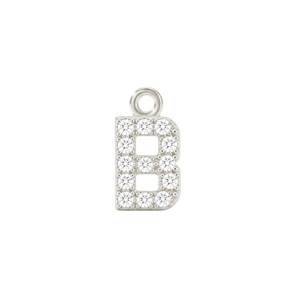 Small Initial Charm with Lab Grown Diamonds with 1 Jump Ring (.005 ct)