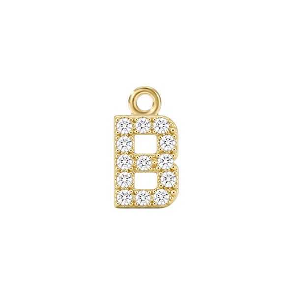 Small Initial Charm with Natural Diamonds with 1 Jump Ring (.005 ct)