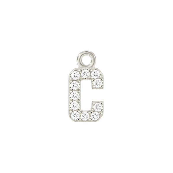 Small Initial Charm with Lab Grown Diamonds with 1 Jump Ring (.005 ct)