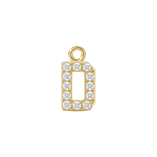 Small Initial Charm with Natural Diamonds with 1 Jump Ring (.005 ct)