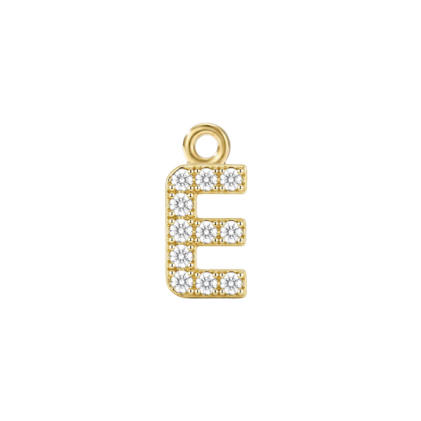 Small Initial Charm with Lab Grown Diamonds with 1 Jump Ring (.005 ct)
