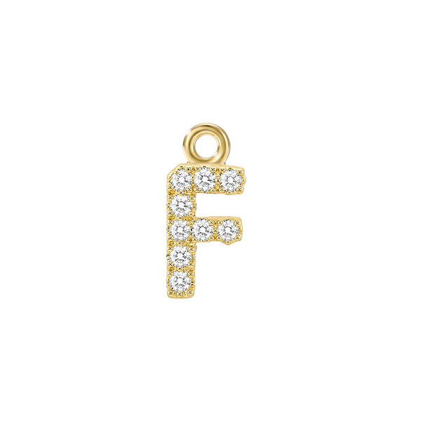 Small Initial Charm with Natural Diamonds with 1 Jump Ring (.005 ct)