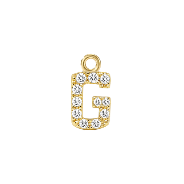 Small Initial Charm with Natural Diamonds with 1 Jump Ring (.005 ct)