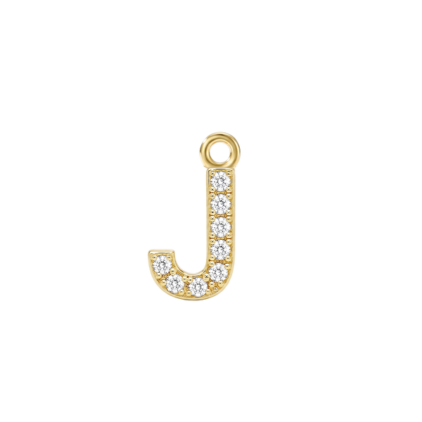 Small Initial Charm with Natural Diamonds with 1 Jump Ring (.005 ct)