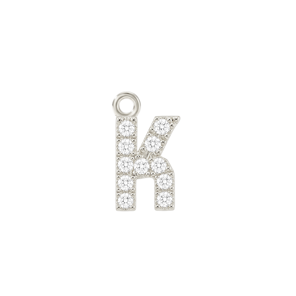 Small Initial Charm with Natural Diamonds with 1 Jump Ring (.005 ct)