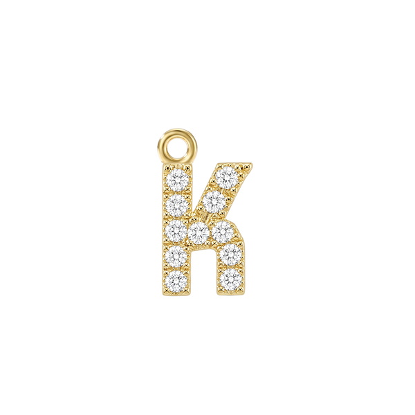Small Initial Charm with Natural Diamonds with 1 Jump Ring (.005 ct)