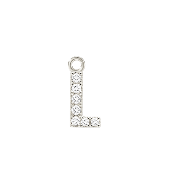 Small Initial Charm with Lab Grown Diamonds with 1 Jump Ring (.005 ct)