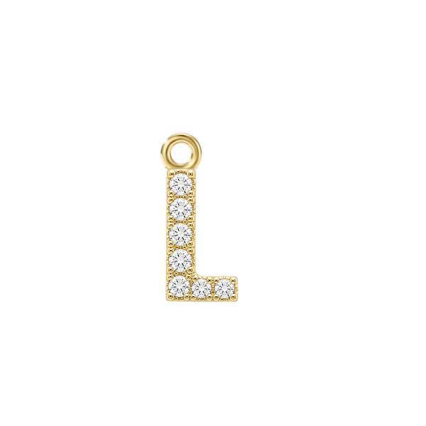 Small Initial Charm with Lab Grown Diamonds with 1 Jump Ring (.005 ct)