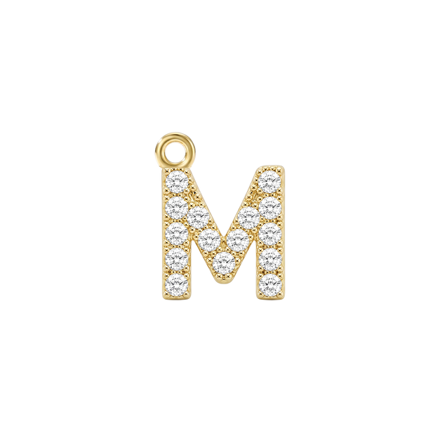 Small Initial Charm with Natural Diamonds with 1 Jump Ring (.005 ct)