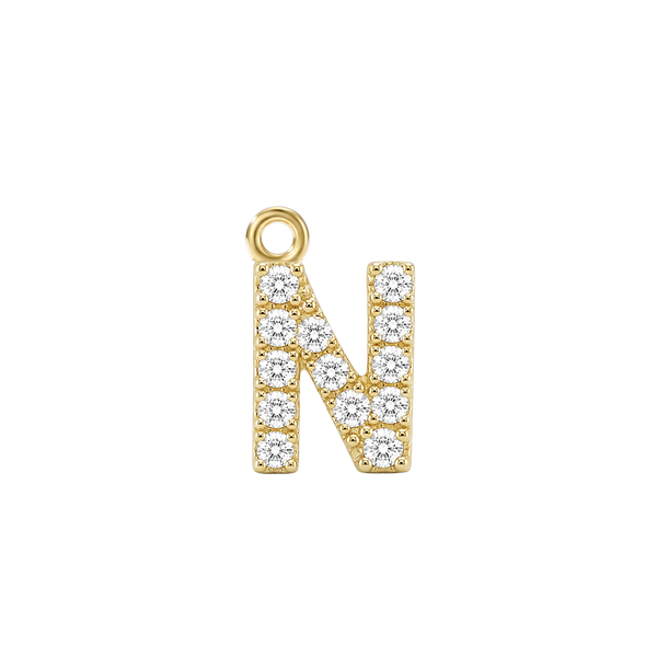 Small Initial Charm with Natural Diamonds with 1 Jump Ring (.005 ct)