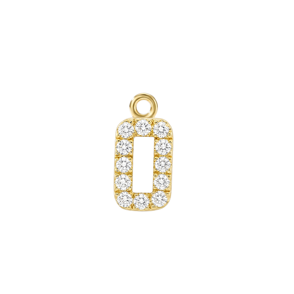 Small Initial Charm with Natural Diamonds with 1 Jump Ring (.005 ct)