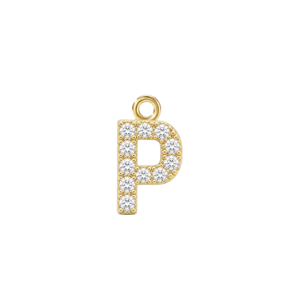 Small Initial Charm with Lab Grown Diamonds with 1 Jump Ring (.005 ct)
