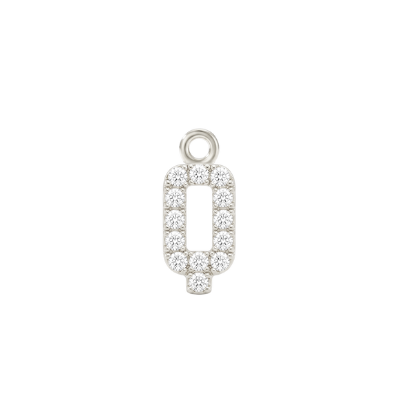 Small Initial Charm with Lab Grown Diamonds with 1 Jump Ring (.005 ct)