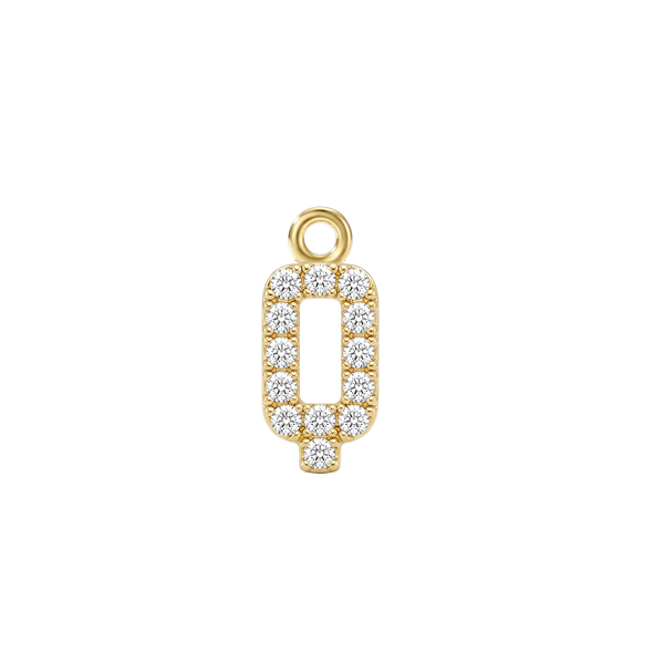 Small Initial Charm with Lab Grown Diamonds with 1 Jump Ring (.005 ct)