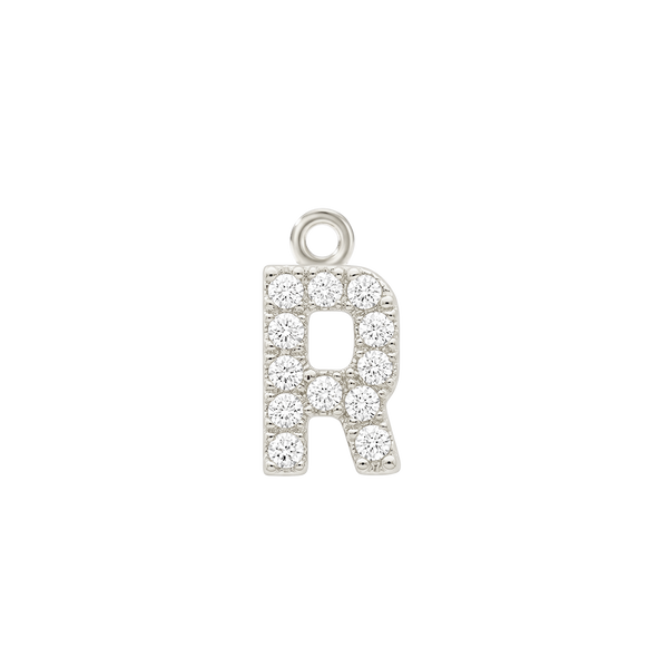 Small Initial Charm with Lab Grown Diamonds with 1 Jump Ring (.005 ct)