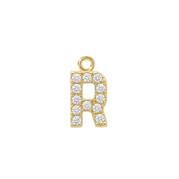 Small Initial Charm with Lab Grown Diamonds with 1 Jump Ring (.005 ct)