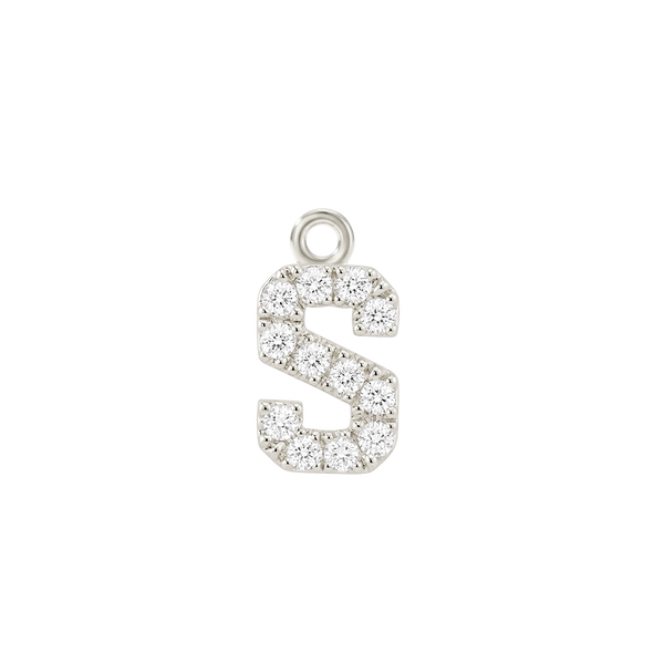 Small Initial Charm with Natural Diamonds with 1 Jump Ring (.005 ct)