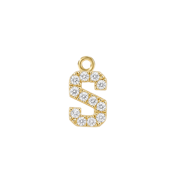 Small Initial Charm with Natural Diamonds with 1 Jump Ring (.005 ct)