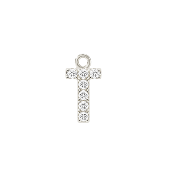 Small Initial Charm with Lab Grown Diamonds with 1 Jump Ring (.005 ct)
