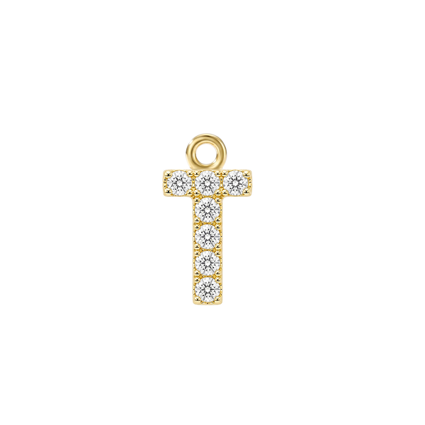 Small Initial Charm with Natural Diamonds with 1 Jump Ring (.005 ct)
