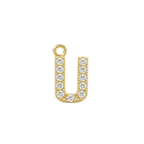 Small Initial Charm with Lab Grown Diamonds with 1 Jump Ring (.005 ct)