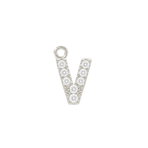Small Initial Charm with Lab Grown Diamonds with 1 Jump Ring (.005 ct)