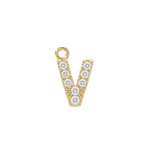 Small Initial Charm with Lab Grown Diamonds with 1 Jump Ring (.005 ct)