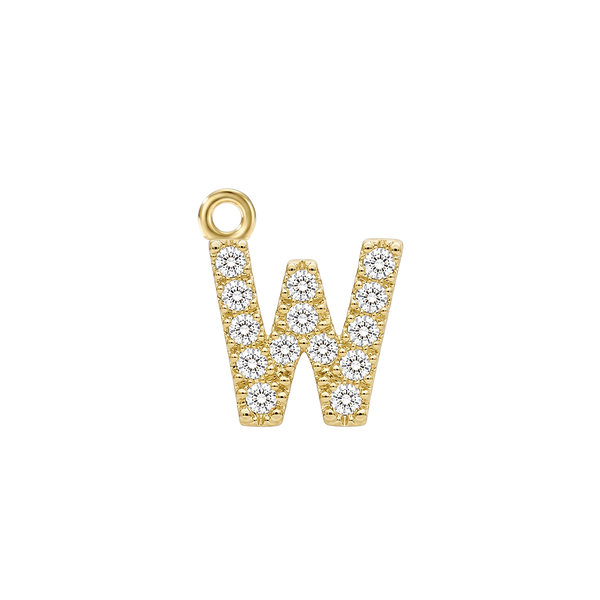 Small Initial Charm with Natural Diamonds with 1 Jump Ring (.005 ct)