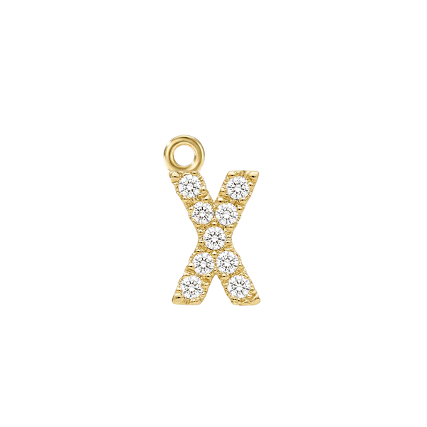 Small Initial Charm with Lab Grown Diamonds with 1 Jump Ring (.005 ct)