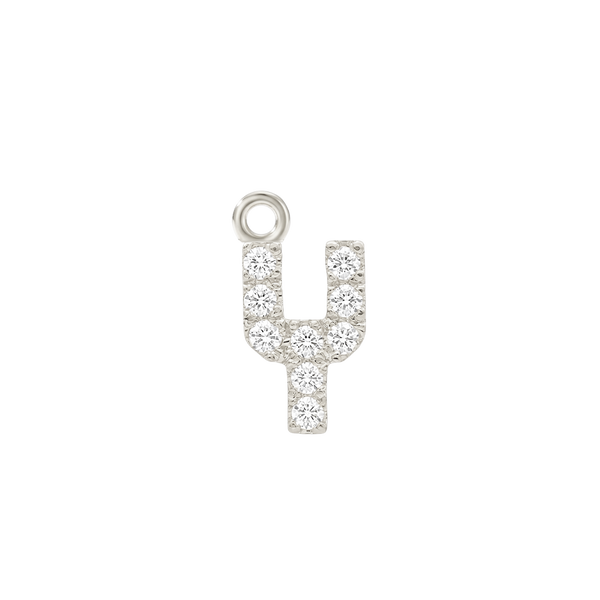 Small Initial Charm with Natural Diamonds with 1 Jump Ring (.005 ct)