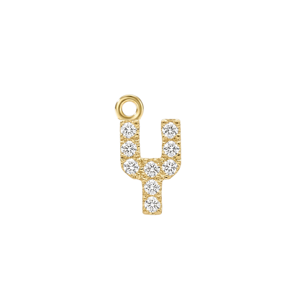 Small Initial Charm with Natural Diamonds with 1 Jump Ring (.005 ct)