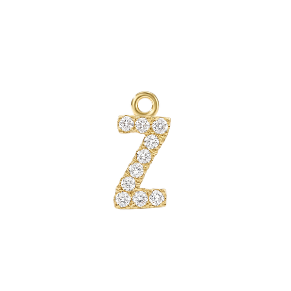Small Initial Charm with Natural Diamonds with 1 Jump Ring (.005 ct)