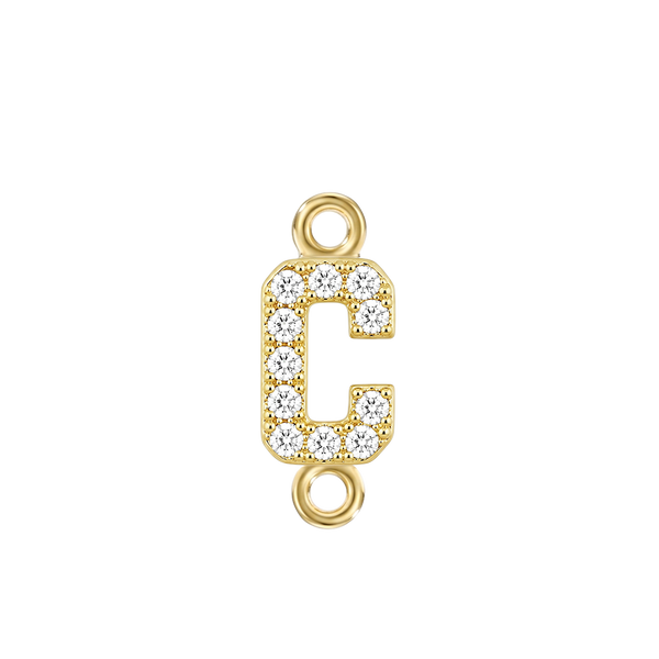 Small Initial Charm with Natural Diamonds with 2 Jump Rings (.005 ct)